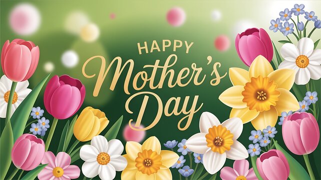 Mother's Day floral greeting card with colorful flowers