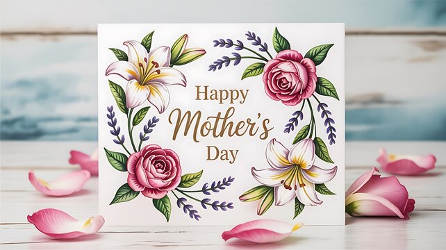 Mother's Day card with floral design and 'Happy Mother's Day' text