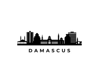 Obraz premium Vector Damascus skyline. Travel Damascus famous landmarks. Business and tourism concept for presentation, banner, web site.
