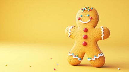 Fototapeta premium Gingerbread man pops on yellow background