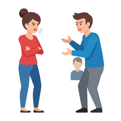 Obraz premium Couple arguing, family conflict, parent dispute, child in background, emotional stress, relationship problems