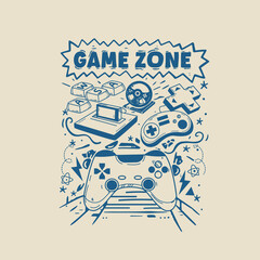 game pad console vector illustration graphic tee © Saranya