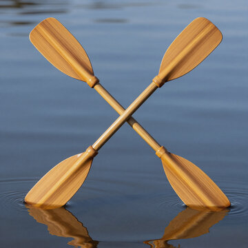 Children'S Book Boat Oar. A Set Of Crossed Canoe Paddles, Representing A Boat Oar Glyph