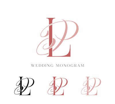 Elegant wedding monogram with LP initials