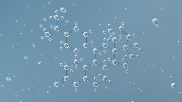 aglepristone molecular structure, 3d model molecule, antiprogestin structural chemical formula view from a microscope