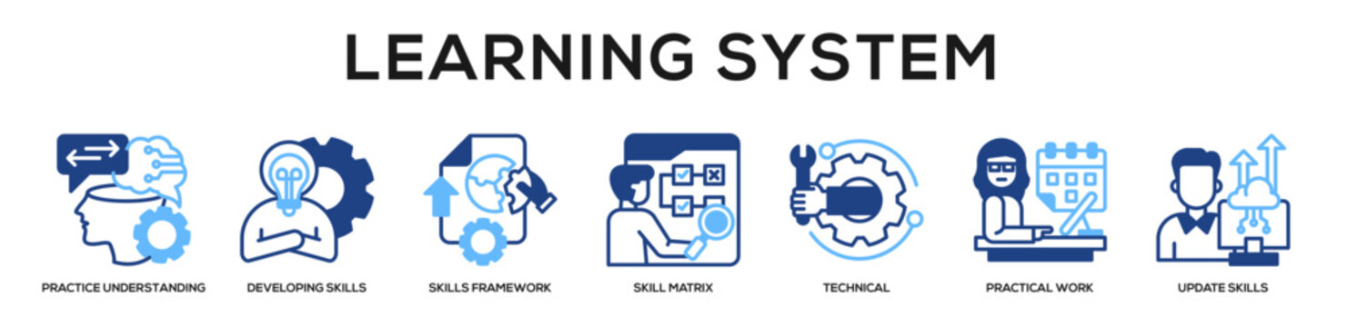 Glyphcolor - Learning System web banner icon vector illustration concept