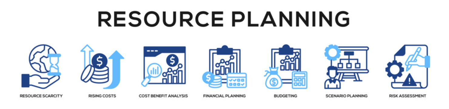 Glyphcolor - Resource Planning web banner icon vector illustration concept