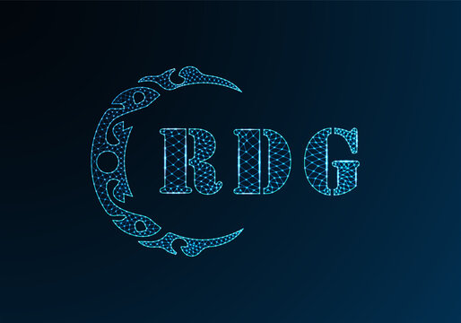 Low poly letter logo RDG design. RDG letter logo low poly vector design on blue color gradient background. RDG logo low poly design