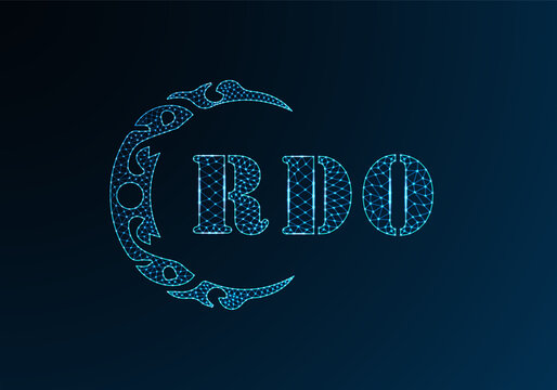 Low poly letter logo RDO design. RDO letter logo low poly vector design on blue color gradient background. RDO logo low poly design