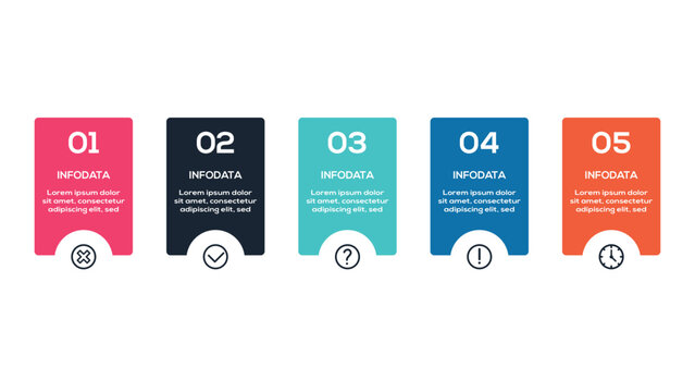 Modern infographic with 5 steps, options, parts or processes. Business data visualization.