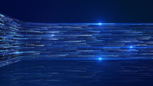Fast Digital Data Stream Background, Dynamic blue light streaks futuristic space speed technology effect. for tech presentations, data visuals, transitions, graphics, innovation digital backgrounds.