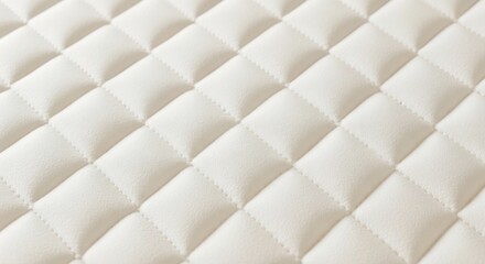 Fototapeta premium Close-up of a White Quilted Mattress Fabric Texture Pattern.