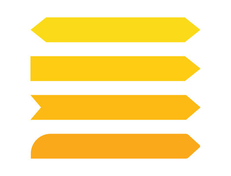Yellow arrow banner collection. Modern directional ribbon labels set. Flat navigation arrow shapes for infographic, web design and presentation elements