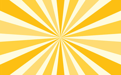 Fototapeta premium Yellow sunburst radial rays background. Retro vintage sunshine burst pattern. Abstract summer light ray design. Bright geometric starburst backdrop.