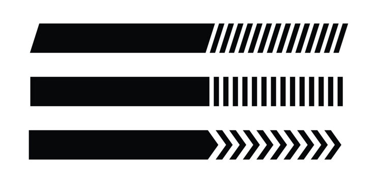 Abstract black geometric divider bars. Modern stripe line separators. Chevron arrow pattern design elements. Vector illustration