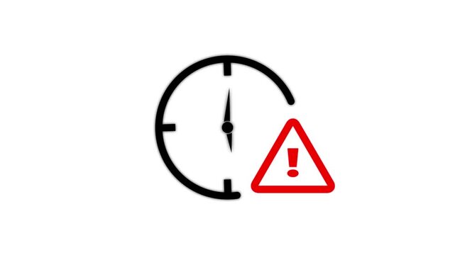 Urgent Warning Clock and Time-Sensitive Risk Motion Graphic clock with a warning triangle icon representing urgency.