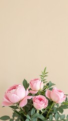 Fototapeta premium Soft Pink Peonies and Roses with Copy Space