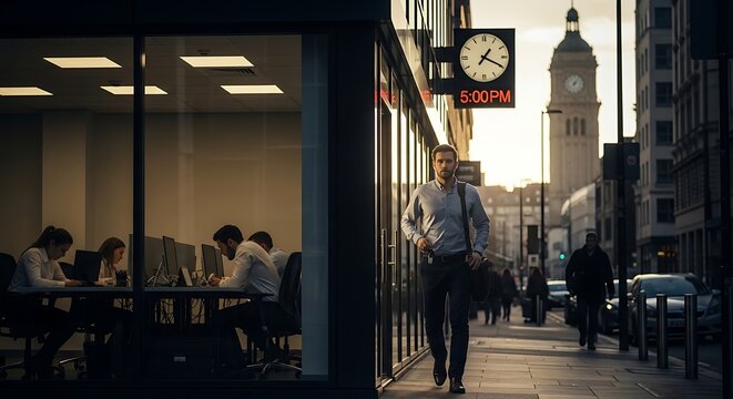 Man walking on sidewalk.