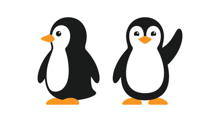 Two cute cartoon penguins standing together. © Abhinaya Project