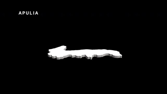 Apulia region of italy white 3d map