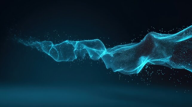Abstract Digital Flow: A mesmerizing dance of light and energy, as glowing particles weave a dynamic and fluid stream across a gradient background. An expression of digital innovation.