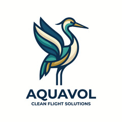 Obraz premium A sophisticated crane logo with sleek lines and elegant design elements representing clean flight solutions, ideal for brands in travel, eco-friendly aviation, and logistics.