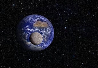 Obraz premium View from the moon orbit with Planet Earth 