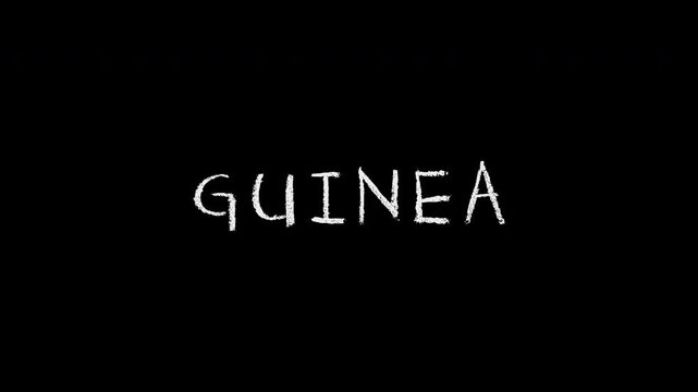 Guinea text appearing on a black background animation