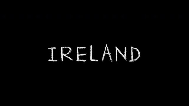 Animated ireland chalkboard text writing reveal