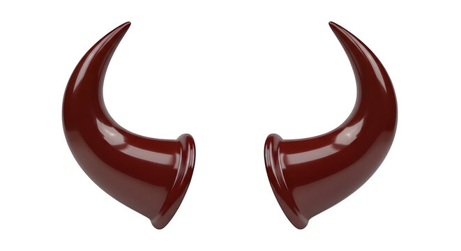 Premium dark red shiny horn earrings isolated on transparent background
