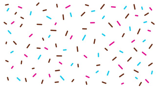 Seamless pattern of colorful sprinkles on white background. Sweet donut and ice cream topping vector textures.