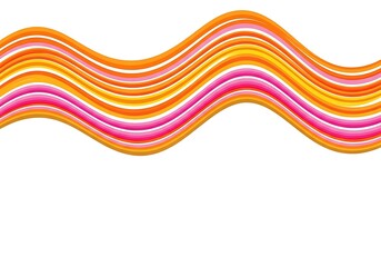 Obraz premium Colorful wavy lines in shades of pink orange and yellow on white
