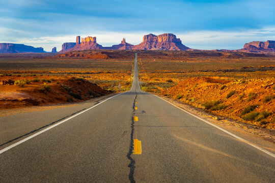 Scenic Sunrise View of Forrest Gump Point Highway in Monument Valley Arizona