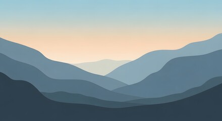 Obraz premium Calm Blue Mountain Range at Sunrise