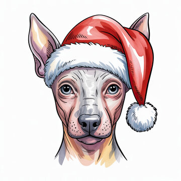 Festive Portrait of a Dog Wearing a Santa Hat, Celebrating the Holiday Season with a Whimsical Christmas Theme