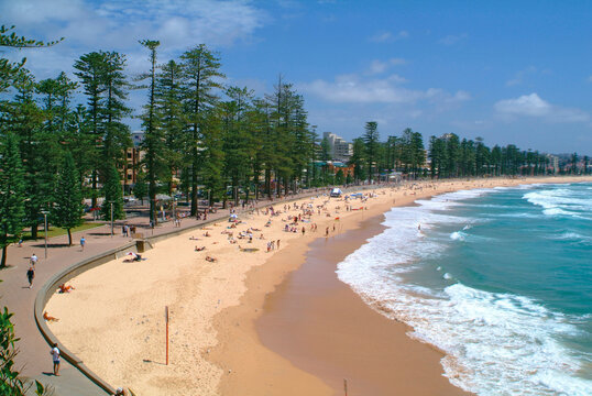 Manly Beach South Steyne Sydney Australia on a bright sunny day