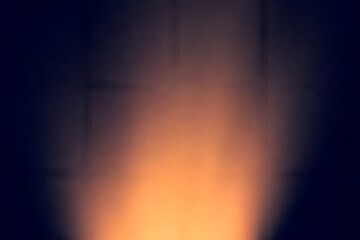 Fototapeta premium Grainy Warm Orange Neon Spotlight Beam Glow on Dark Tiled Background – Ethereal Abstract Futuristic Sci-Fi Light Ray Texture Backdrop