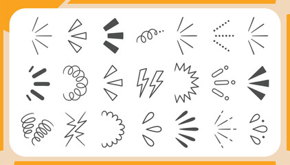 Collection of Comic Speed Lines and Action Symbols, Hand Drawn Cartoon Sparkle and Explosion Effects for Manga and Pop Art Vector Illustration © Shammi