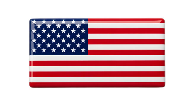 A shiny American flag pin on transparent background