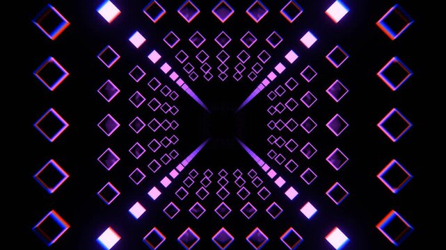 Purple and Yellow Tunnel with Pulsating Shrinking Particles Background VJ Loop in 4K