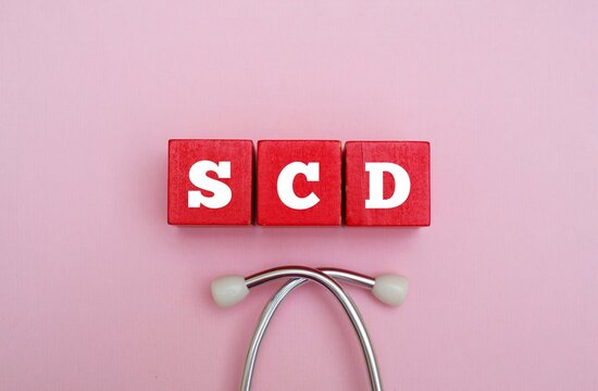 Healthcare and medical concept with text SCD. SCD acronym for Sudden Cardiac Death