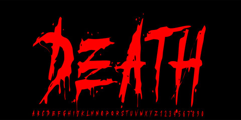 Gothic font, Savage, medieval dark y2k alphabet, letter typography print, dark vintage scary typeface. Rock poster sign, handwritten graffiti, hardcore calligraphy. Gothic font design © siti
