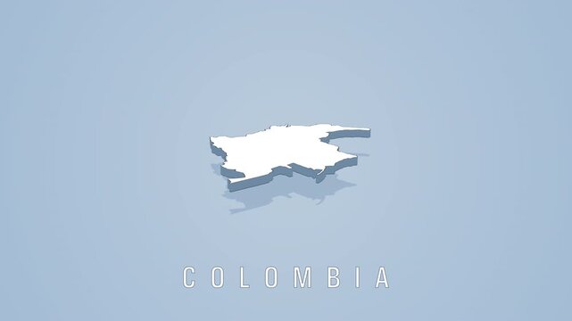 Colombia country map turning on light blue background