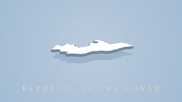Republic of the congo 3d white map rotating