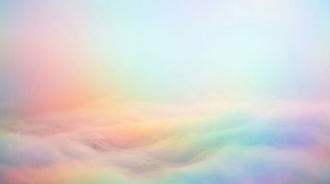 Dreamy pastel rainbow gradient background with soft clouds and smooth color blend