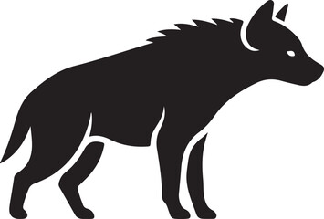 Fototapeta premium Black silhouette vector illustration of a wild stallion hyena isolated on white background with artistic drawing elements of farm animals and wildlife nature