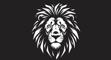 Fototapeta premium Majestic Lion Head with Flowing Mane on Dark Background.