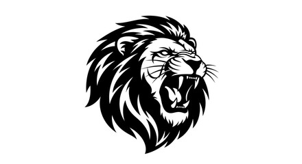 Fototapeta premium Roaring Lion Head Vector Illustration on White Background.