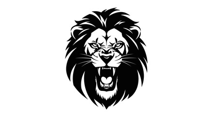 Obraz premium Roaring Lion Head Vector Illustration on White Background.