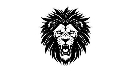 Obraz premium Roaring Lion Head Vector Illustration with Majestic Mane.